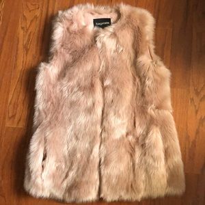Bagatelle Blush Pink Faux Fur Vest